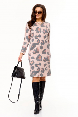 Платья Taita plus 2404 пудра+леопард