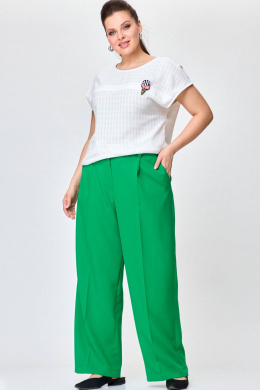 Комплекты брючные SOVA 11219 молочный+зеленый