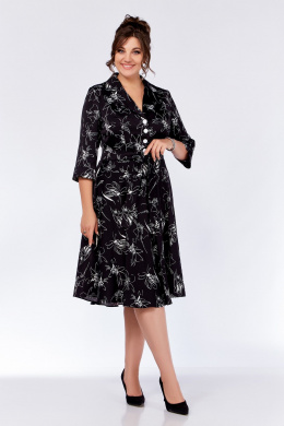 Платья Swallow 735.1 черный_принт/белые_цветы