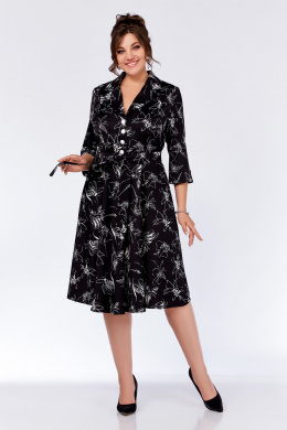 Платья Swallow 735.1 черный_принт/белые_цветы
