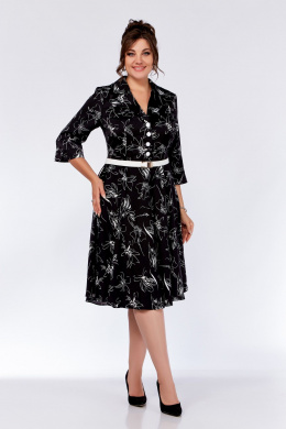 Платья Swallow 735.1 черный_принт/белые_цветы