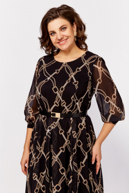 Платья Swallow 792.2 черный,принт«бежевые_цепи»