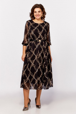 Платья Swallow 792.2 черный,принт«бежевые_цепи»