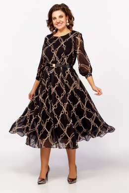 Платья Swallow 792.2 черный,принт«бежевые_цепи»