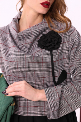 Платья NikVa 924-2 клетка_серый+бордо+чёрный