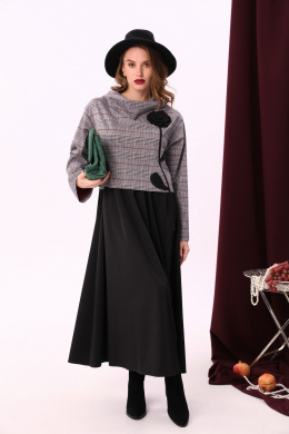 Платья NikVa 924-2 клетка_серый+бордо+чёрный