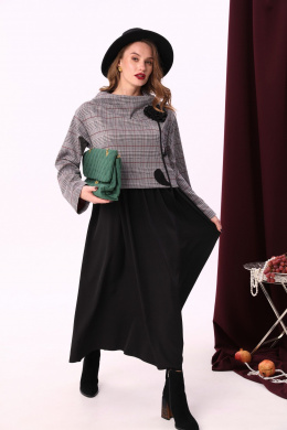 Платья NikVa 924-2 клетка_серый+бордо+чёрный