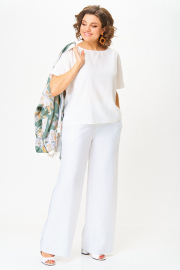 Комплекты брючные LadisLine 1567 цветы+белый