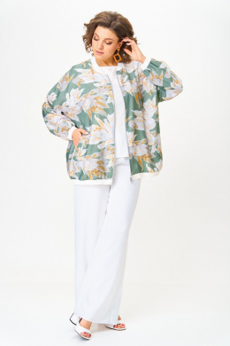 Комплекты брючные LadisLine 1567 цветы+белый