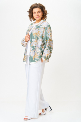 Комплекты брючные LadisLine 1567 цветы+белый