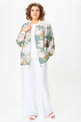 Комплекты брючные LadisLine 1567 цветы+белый