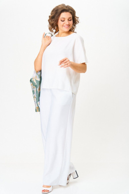 Комплекты брючные LadisLine 1567 цветы+белый