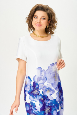 Платья Swallow 847 молочный/васильковые_цветы