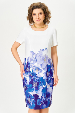 Платья Swallow 847 молочный/васильковые_цветы