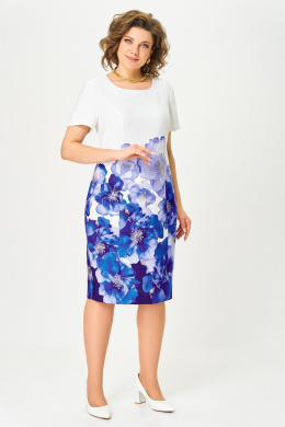 Платья Swallow 847 молочный/васильковые_цветы