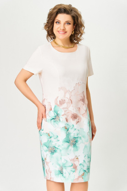 Платья Swallow 847.1 кремовый/принт_мятно-беж_цветы