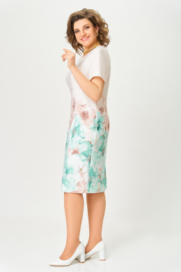 Платья Swallow 847.1 кремовый/принт_мятно-беж_цветы