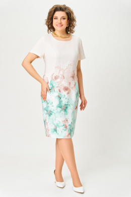 Платья Swallow 847.1 кремовый/принт_мятно-беж_цветы