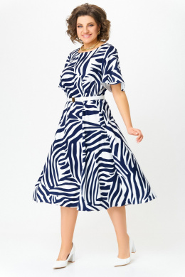 Платья Swallow 837.2 принт_сине-белая_зебра