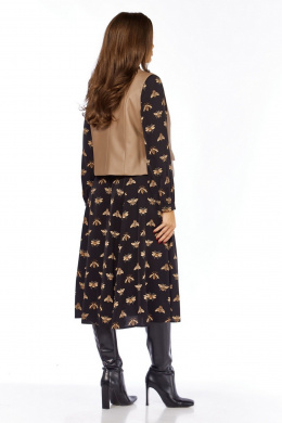 Комплекты с платьем Милора-стиль 1380/1 черный+капучино_пчелы