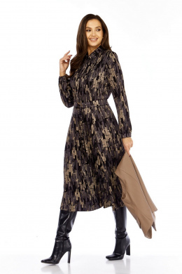 Комплекты с платьем Милора-стиль 1380/1 черный+капучино_штрихи
