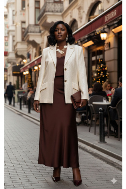 Комплекты юбочные Vittoria Queen 27233 кремово-шоколадный