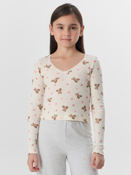 Mark Formelle 567758/25-36078ПП-1 мишки_с_цветами_на_молоке_серый_меланж_4306_А