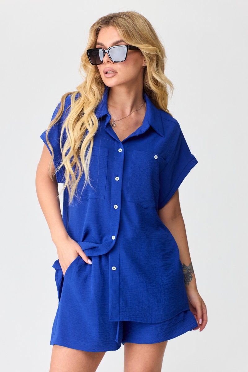 Комплект из рубашки и шорт свободного силуэта для лета Talia fashion 400 василек 13