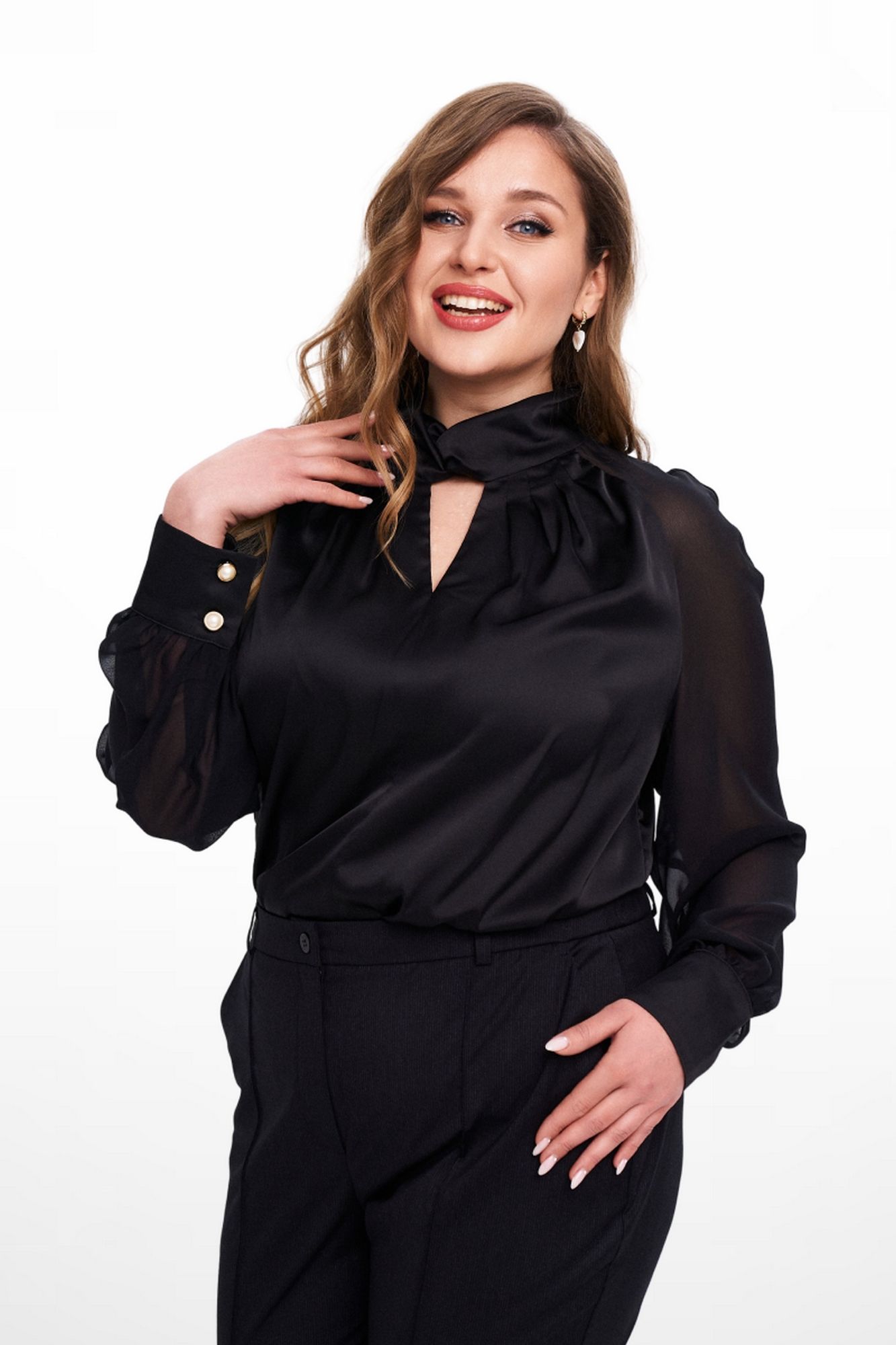 
Блуза Ramonki 620-059 черный_шифон