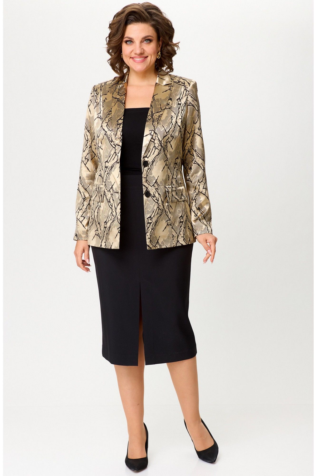 
Жакет, юбка БелЭльСтиль 412-3_14_22+597-2_47_22 золото+черный