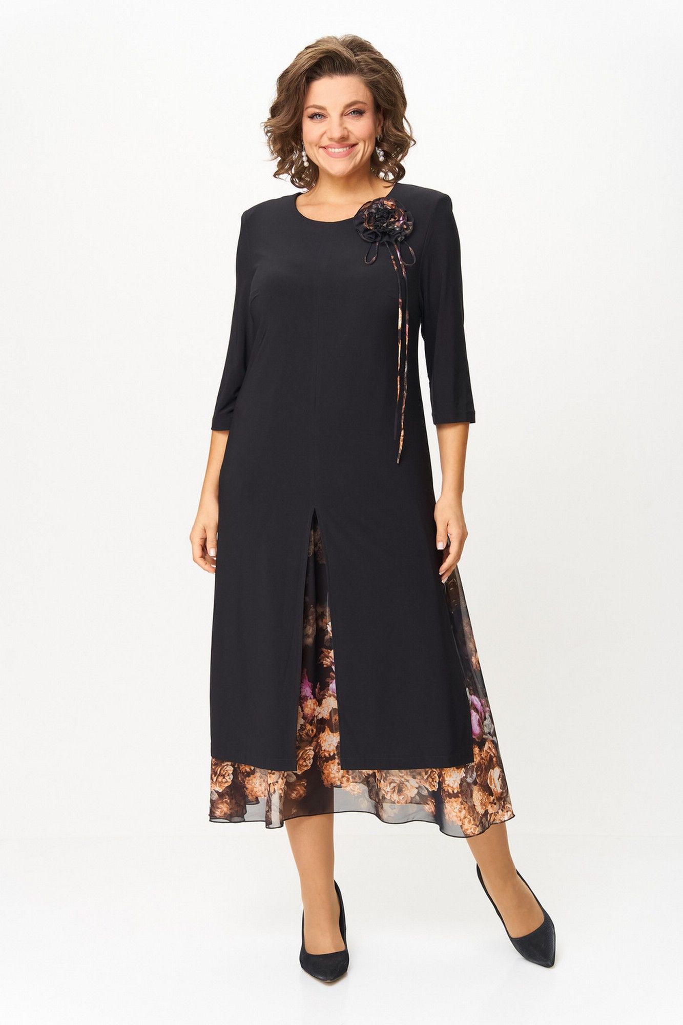 Svetlana-Style 1958 черный_рыжие_цветы