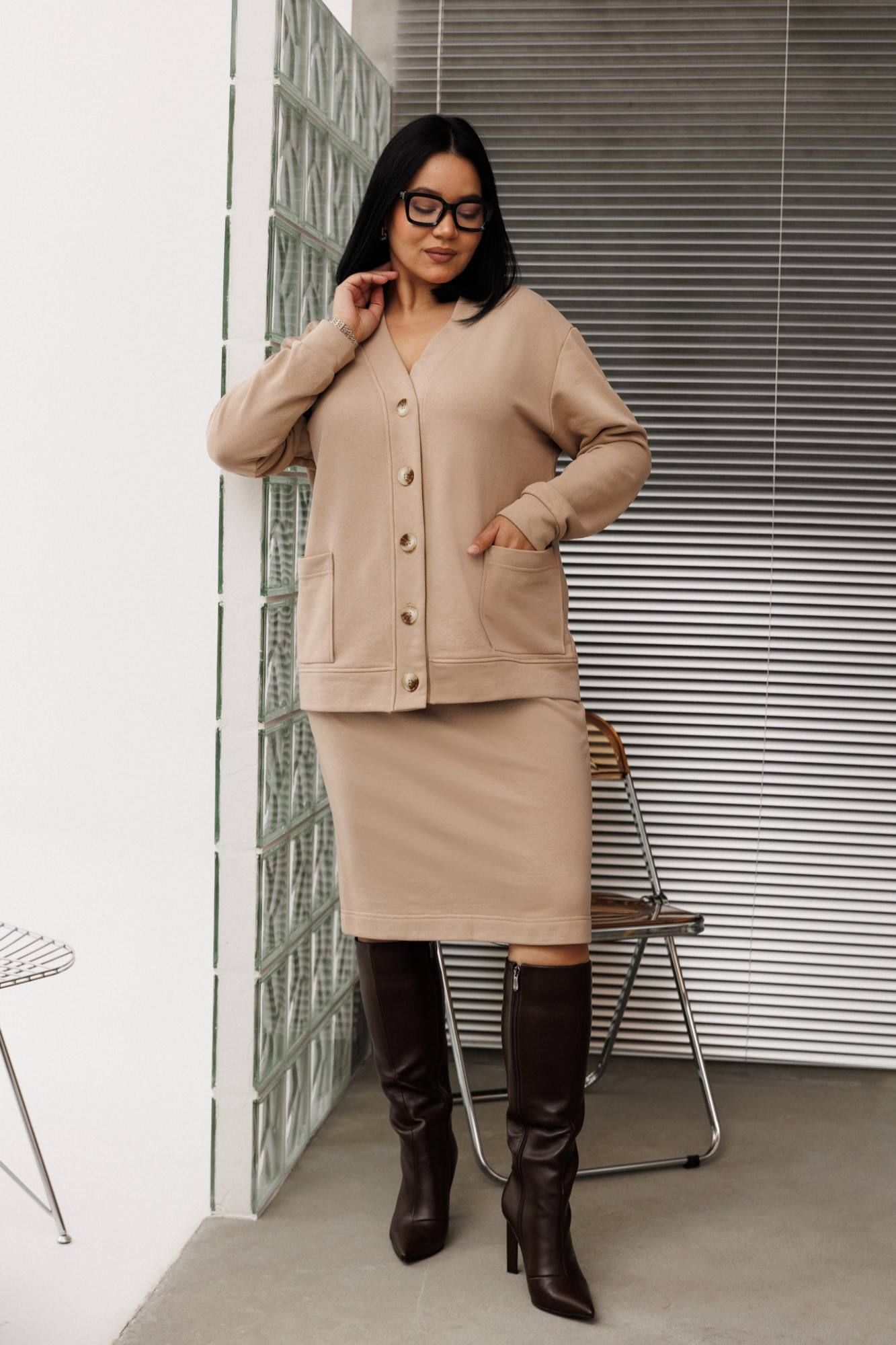 
Кардиган, юбка Anastasia 1195.2 песочный