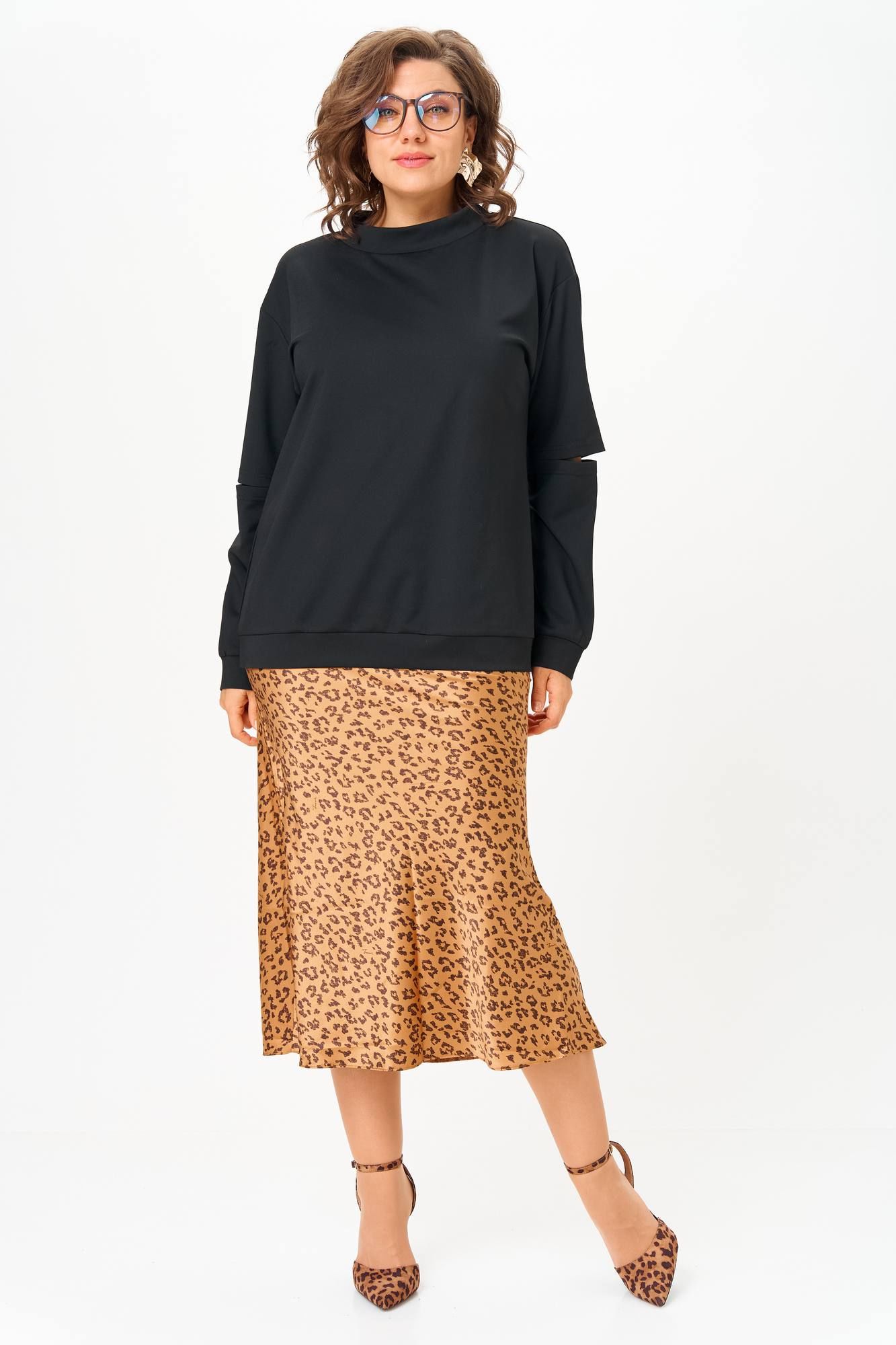 
Джемпер, юбка Anastasia 1311 черный+принт