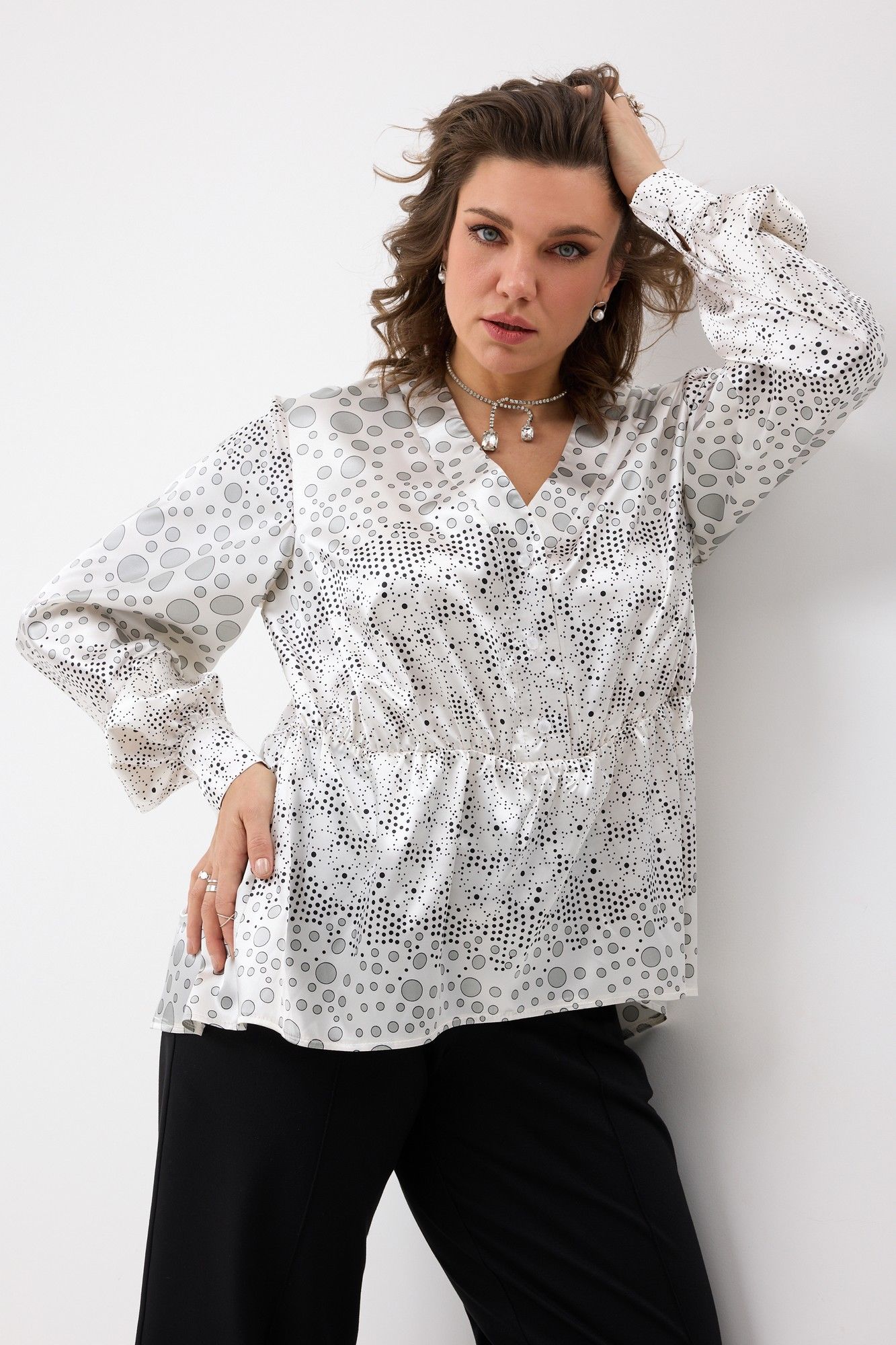 Блуза BegiModa 4146 круги_на_белом 6