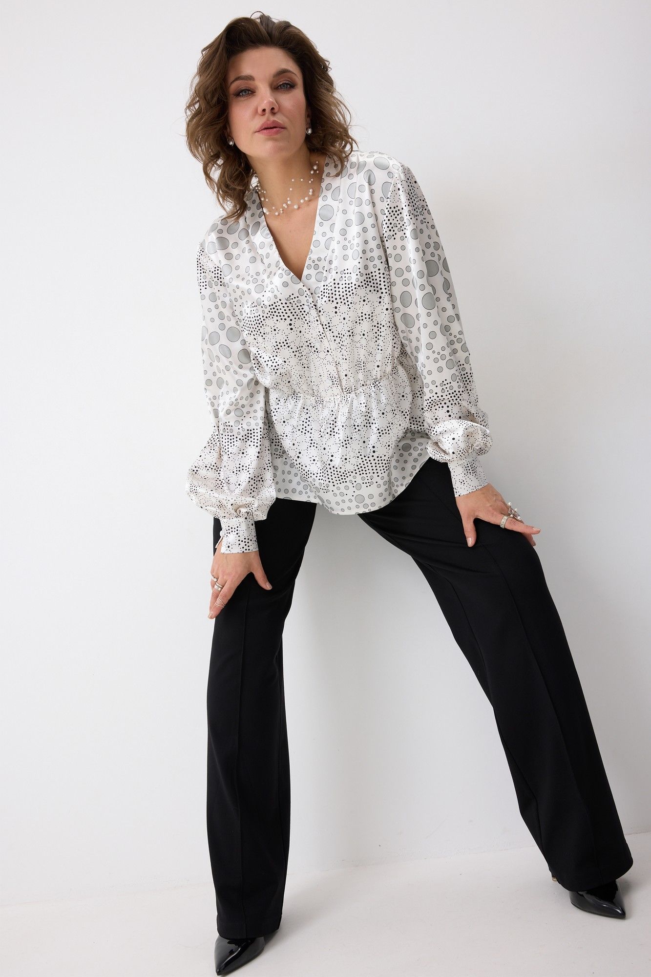 Блуза BegiModa 4146 круги_на_белом 3