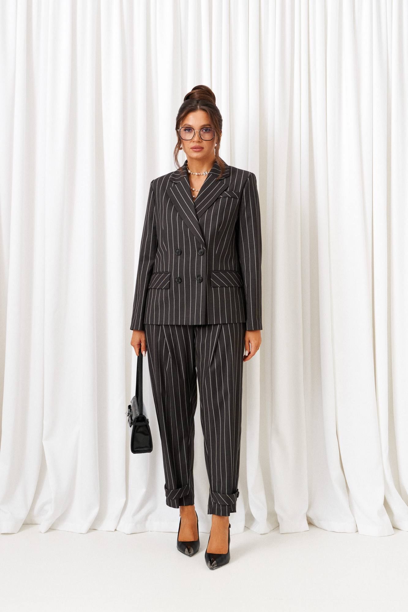 
Брюки, жакет Beautiful&Free 6435 темно-серый_в_полоску