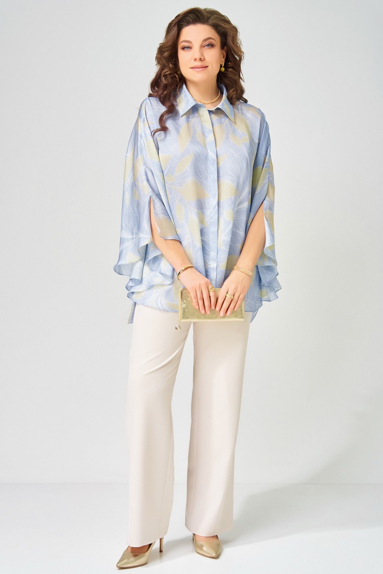 
Блуза, брюки Fita 14216 бежево-голубой