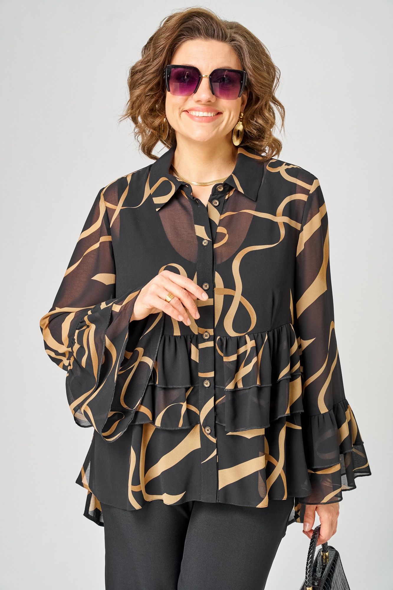 
Блуза EVA GRANT 7221 принт_ленты