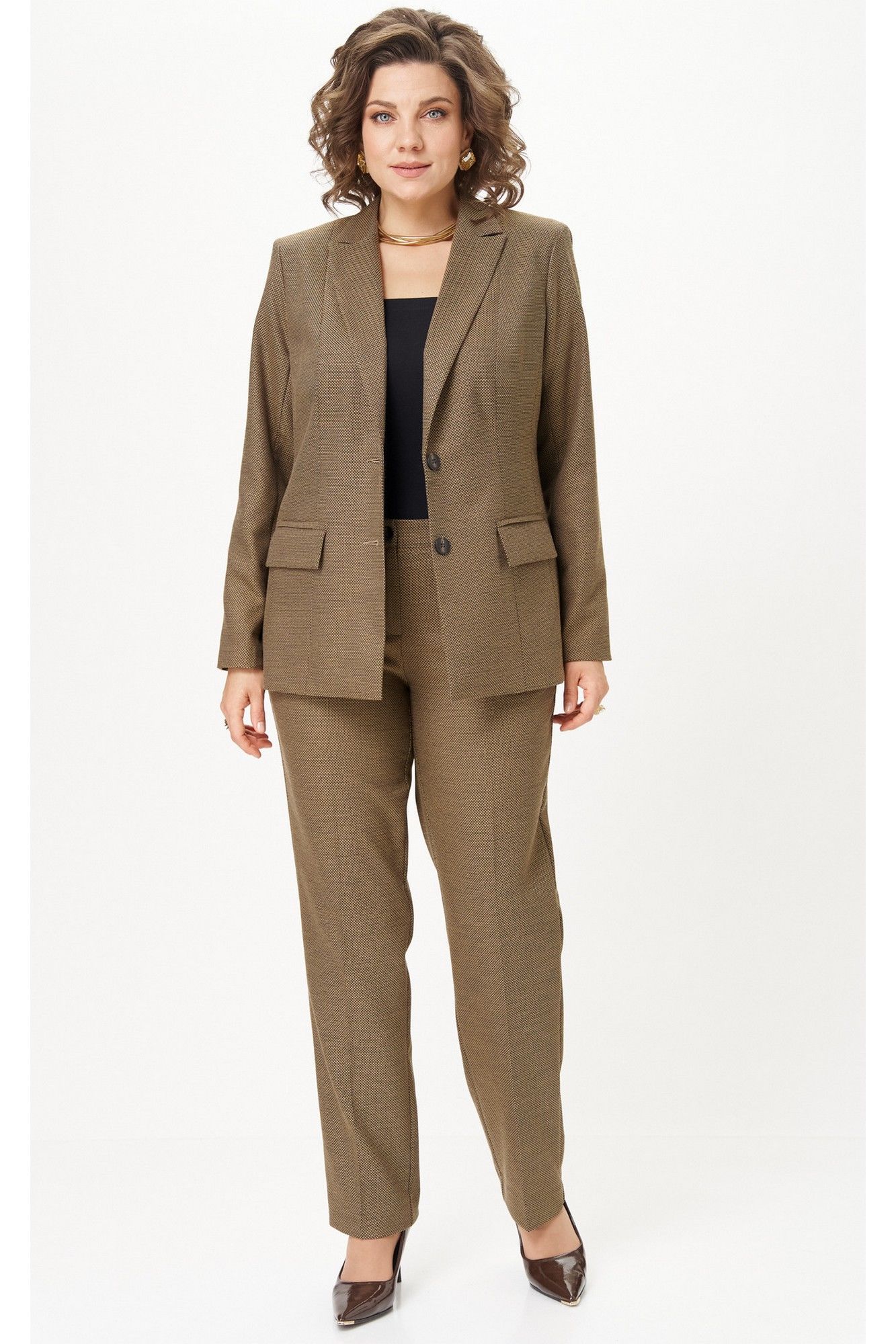 
Брюки, жакет БелЭльСтиль 412-3 03 22+609-3 23 22 горчица_соты