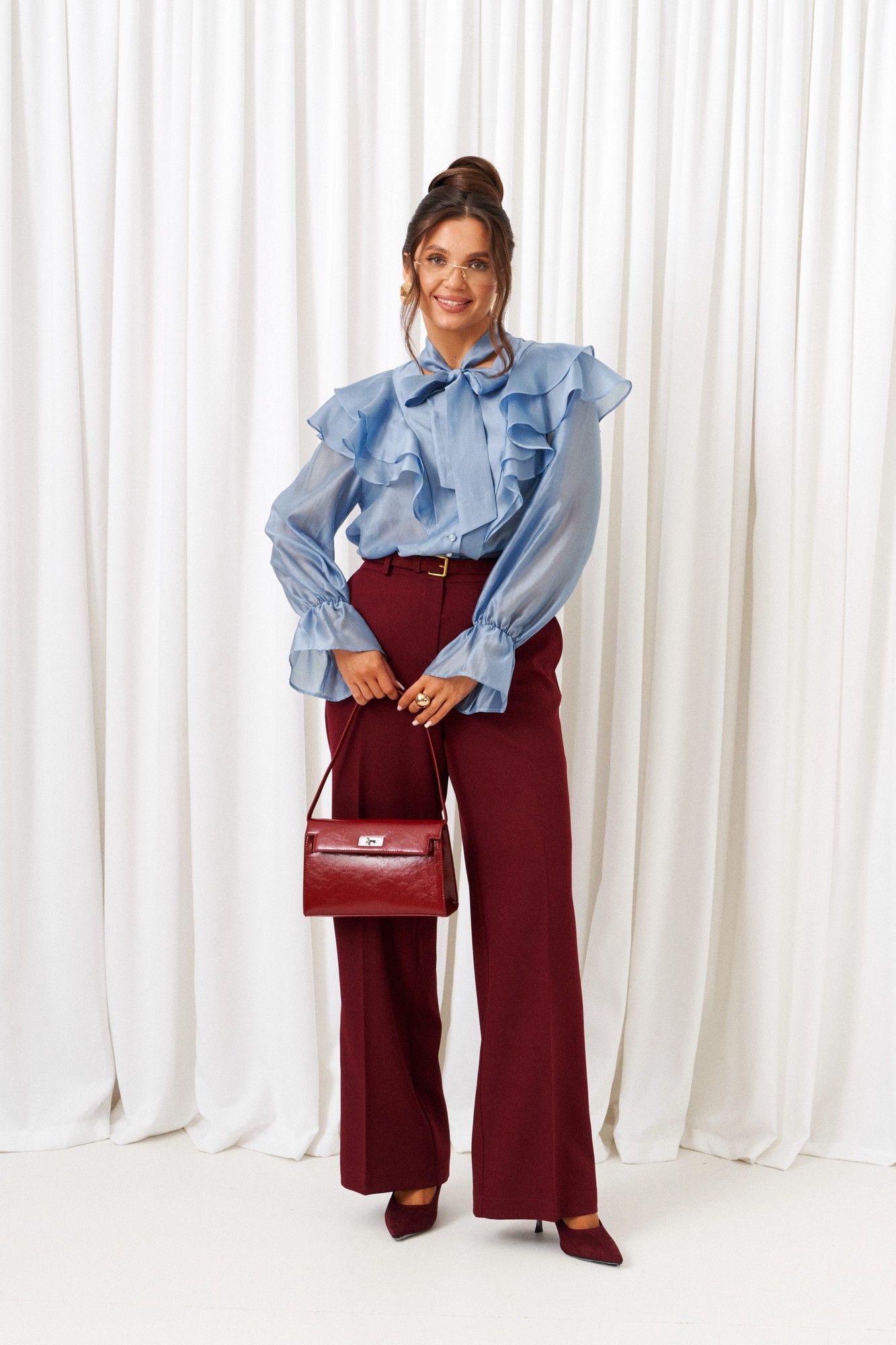 
Блуза, брюки Beautiful&Free 6441 бордо+голубой