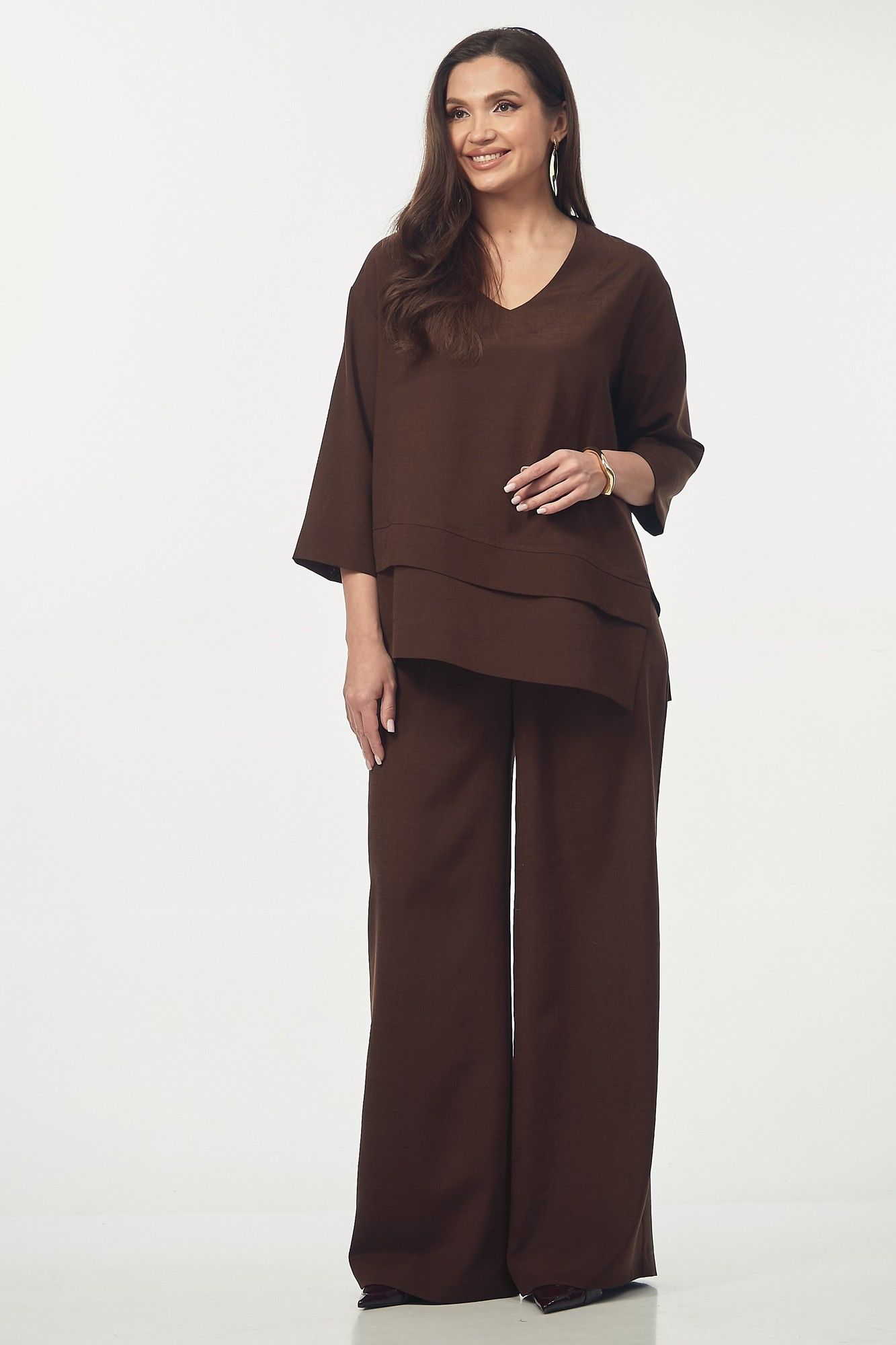 
Блуза, брюки Your size 2273 шоколадно-коричневый