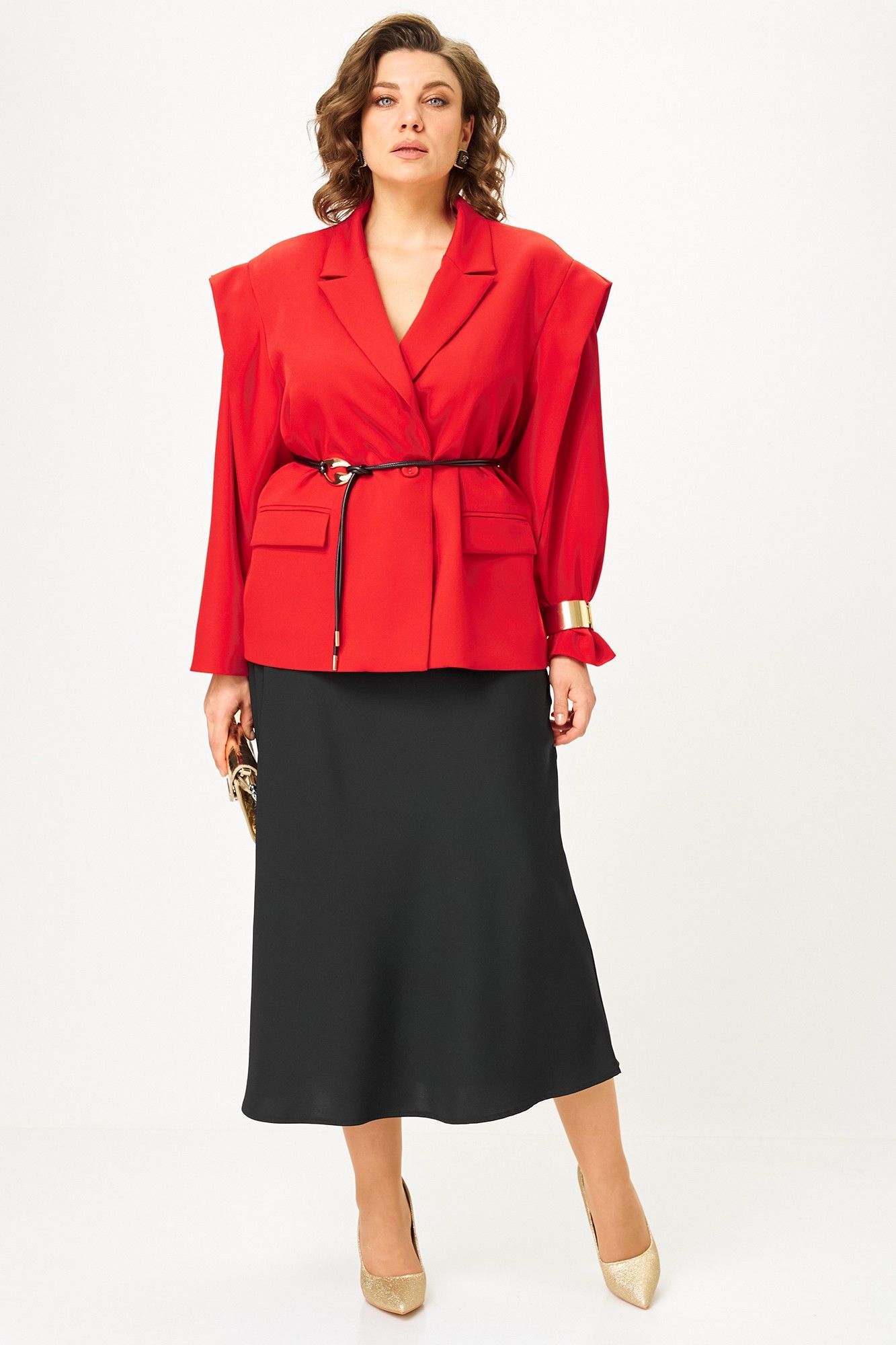 
Жакет, юбка Alani Collection 2509 красный-черный