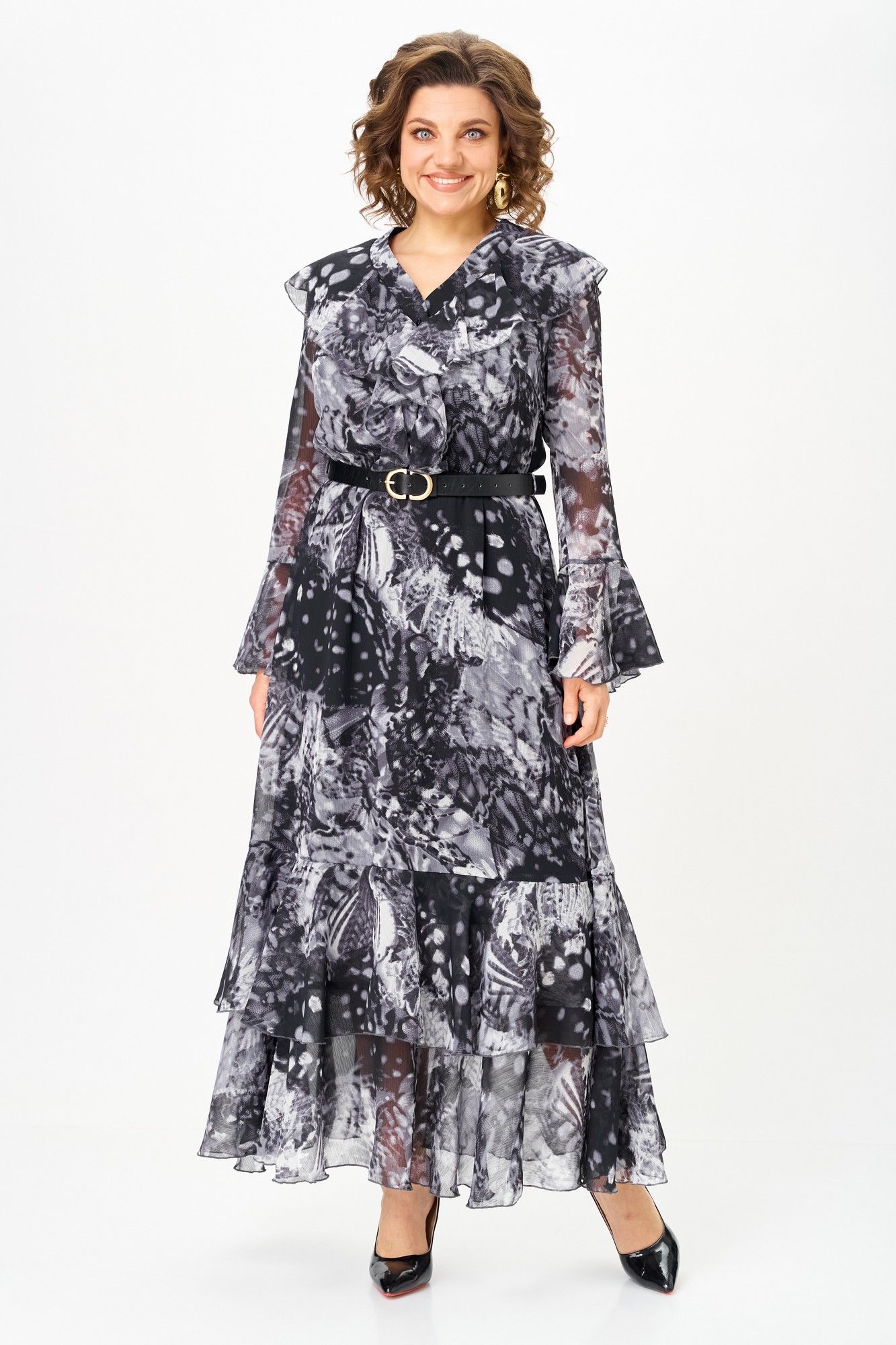 
Платье ANASTASIA MAK 1280 серый+черный_мультиколор