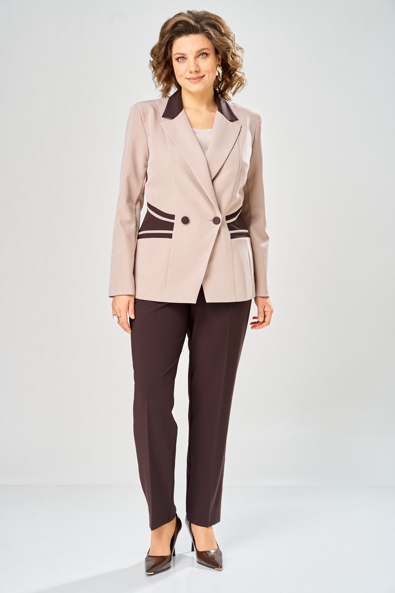 
Брюки, жакет ANASTASIA MAK 1315 коричневый+пудра