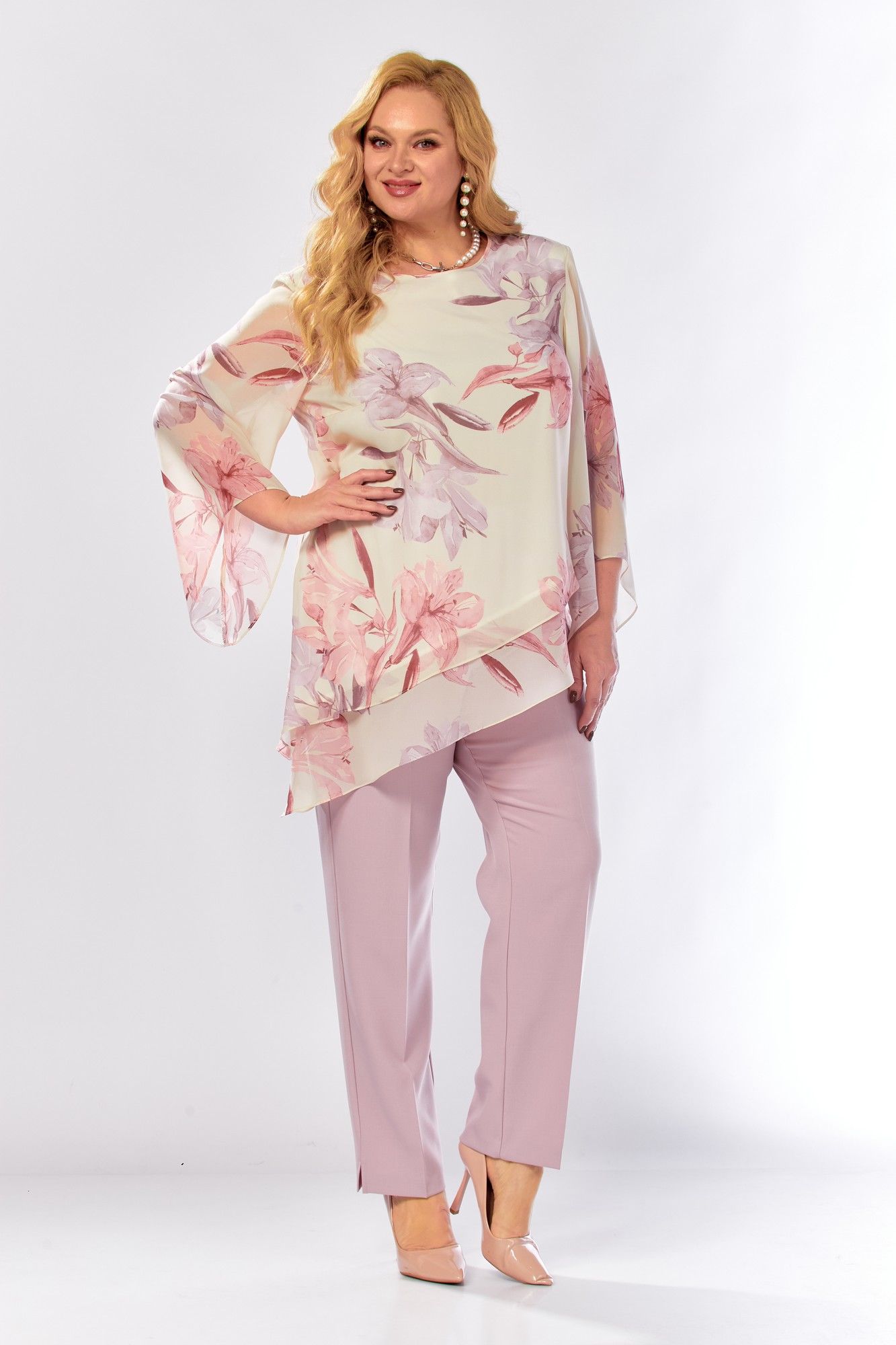 
Блуза, брюки Элль-стиль 2459 пудрово-бежевый