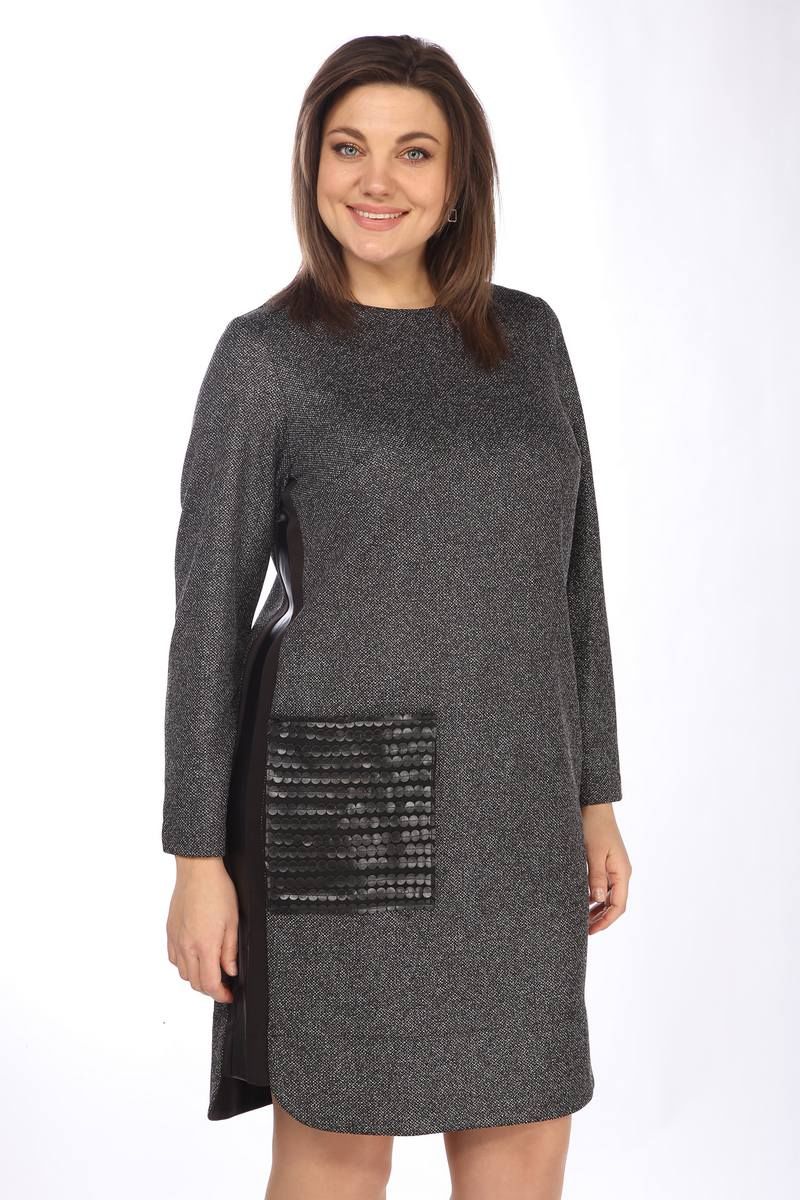 Платья Lady Style Classic 1705/1 серый_с_синим