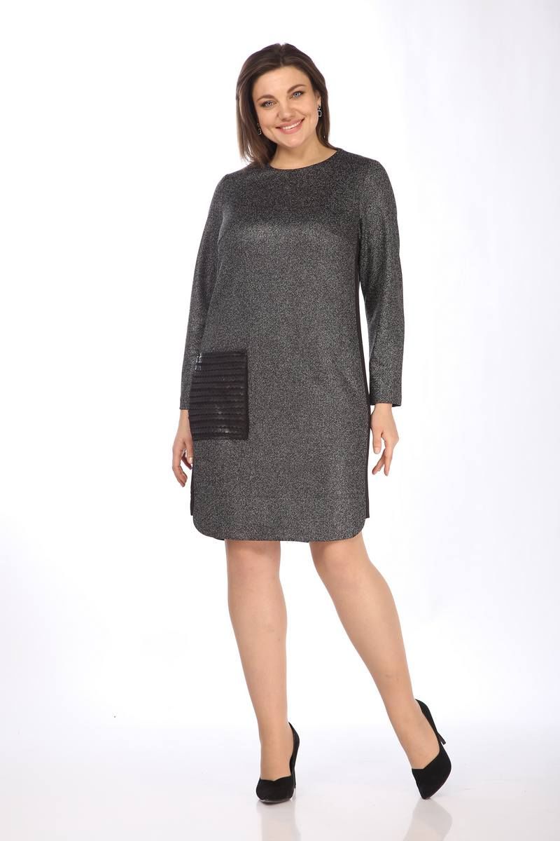 Платья Lady Style Classic 1705/1 серый_с_синим