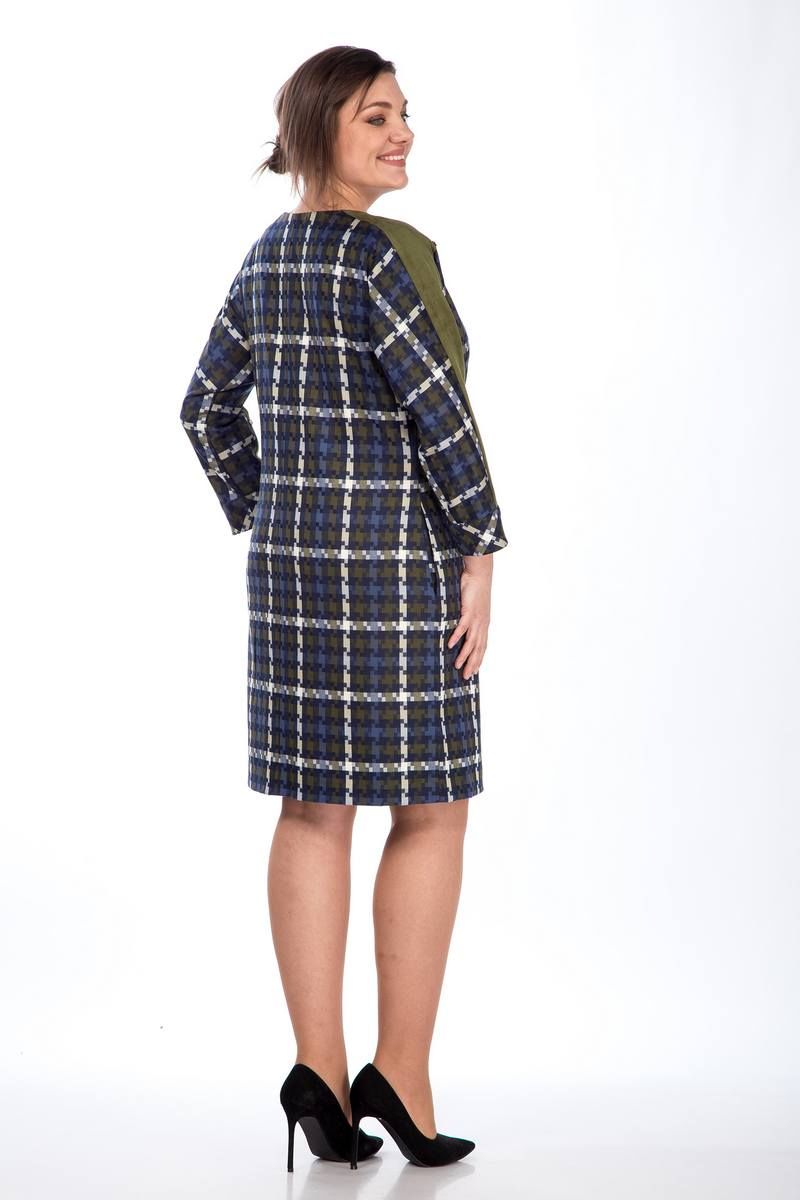 Платья Lady Style Classic 1007 синий_с_зеленым