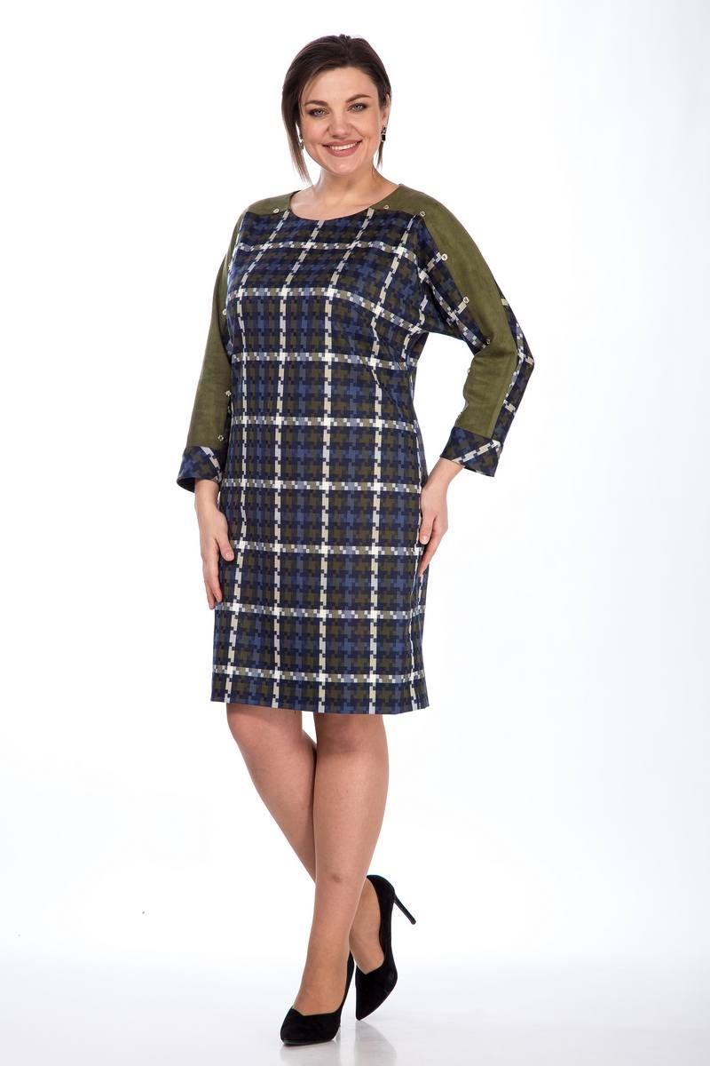 Платья Lady Style Classic 1007 синий_с_зеленым