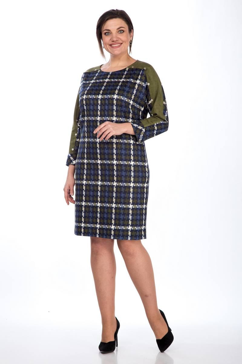 Платья Lady Style Classic 1007 синий_с_зеленым